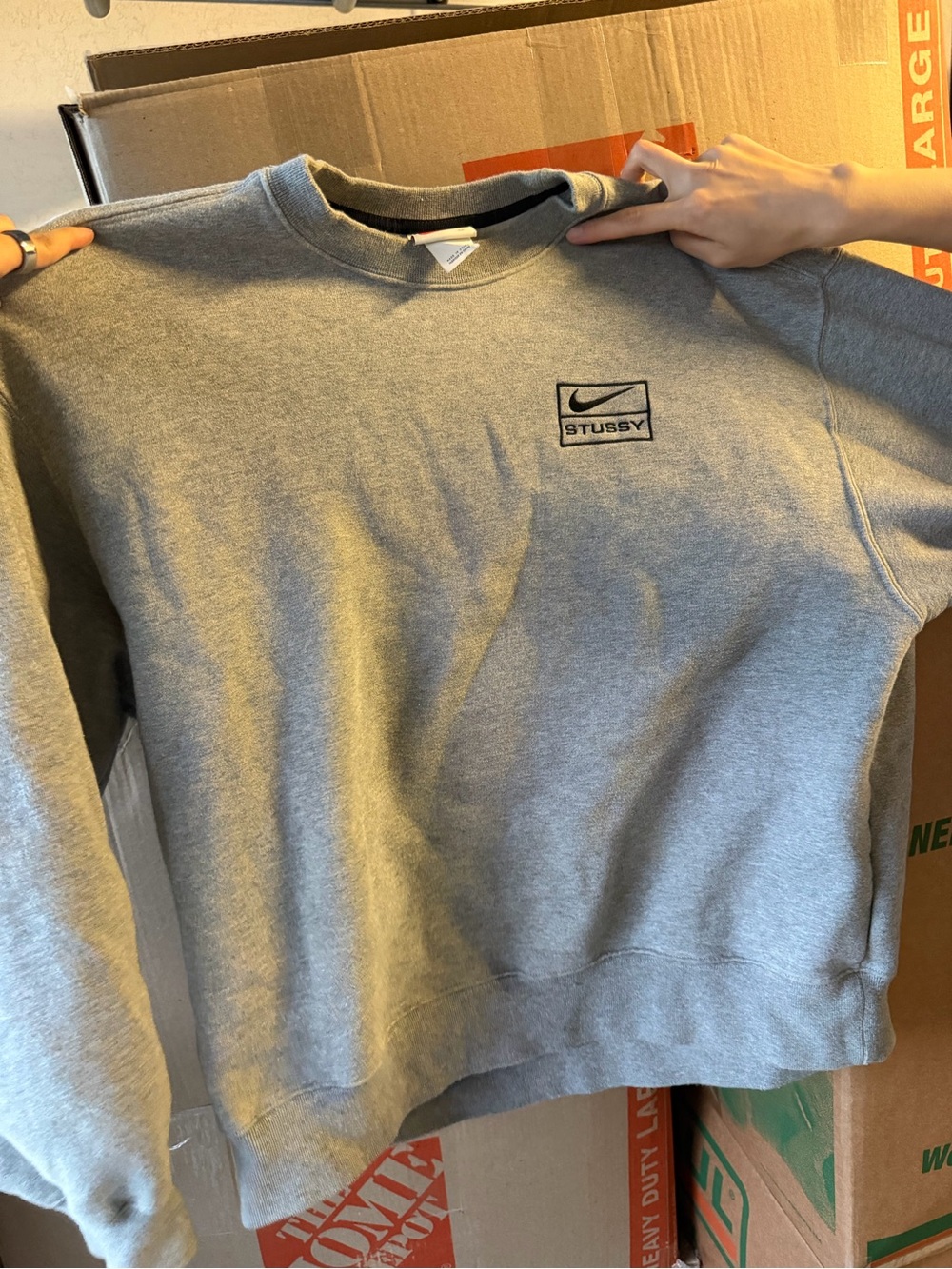 Stussy nike Men's Gray Crewneck Sweatshirt